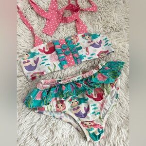 Eleanor Rose Pink and Teal Kids Swim Bikini